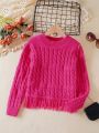 Big Girls' Solid Color Twist Knitted Sweater