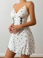 Heart Print Bowknot Decorated Cami Sleep Dress