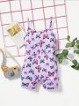 SHEIN Butterfly Patterned Baby Girl Bodysuit Shorts