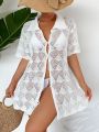 SHEIN Swim BohoFeel 1pc Hollow Out Button Front Kimono