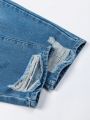 Teen Girls' Street Style Outdoor Ripped Wide Leg Jeans Without Elasticity