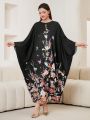 Women's Floral Printed Arabic Style Maxi Dress