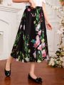 SHEIN Kids FANZEY Girls' Floral Pattern A-Line Skirt