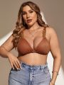 SHEIN Swim Chicsea Plus Size Swim Top With Chain Detail And Sparkling Effect