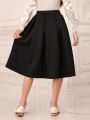 SHEIN Tween Girl Pearls Detail Plicated Skirt