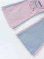 Girls' Color Block Flared Jeans Without Elasticity