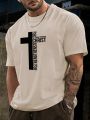 Extended Sizes Men's Round Neck Printed T-shirt