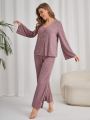 Button Front Top & Pants PJ Set