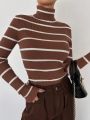 DAZY Striped Pattern Turtleneck Sweater