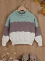 Girls' (little) Color Block Turtleneck Sweater