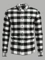 Manfinity Men's Checked Woven Casual Long Sleeve Shirt