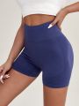 Yoga Basic Seamless Scrunch Butt Wide Waistband Biker Shorts