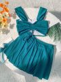 Skirt Style Drawstring Back Separated Swimsuit