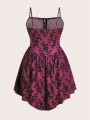 PUNK Plus Floral Print Tie Front Cami Dress