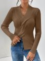 SHEIN Unity Women's Rib-Knit Sweater With Split Hem