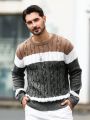 Men's Contrast Color Round Neck Sweater