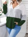 SHEIN Essnce Plus Colorblock Half Zip Sweatshirt