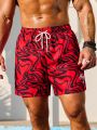 Men'S Abstract Fluid Print Drawstring Beach Shorts