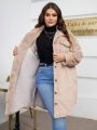 SHEIN Frenchy Plus Size Women's Single-breasted Plush Coat