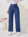 SHEIN Privé Raw Color Straight Leg Jeans