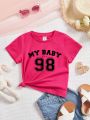 Young Girls' Casual Letter Print Short Sleeve T-Shirt Suitable For Summer