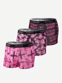 Men's Printed Flat Angle Shorts With Woven Tape(3pcs Combination)