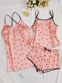 Women's Heart Pattern Printed Pajama Set