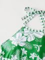 SHEIN Swim Vcay Women'S Tropical Printed Swimsuit Set