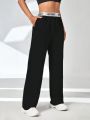 Women's Letter Print Side Stripe Jogger Pants