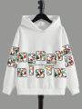 Girls Letter Graphic Hooded Neck Thermal Lined Sweatshirt