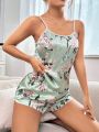 Floral Print Satin PJ Set