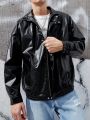 Men Zip Up PU Leather Jacket