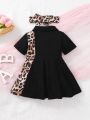 Baby Leopard Print Shirt Dress & Accessory Headband