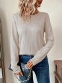 SHEIN LUNE Lace Insert Long Sleeve T-Shirt