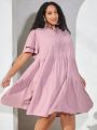 SHEIN CURVE+ Plus Size Women'S Ruffle Sleeve Babydoll Dress