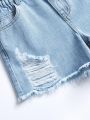 Tween Girls' Distressed Wide Leg Denim Shorts