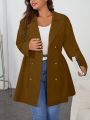 SHEIN Essnce Plus Size Double-breasted Mid-length Trench Coat