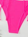SHEIN Swim Basics Solid Color Women's Swimwear Set