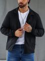 Men Zip Up Solid Jacket