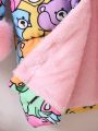 SHEIN Kids QTFun Young Girl Cartoon Graphic Fuzzy Trim Hooded Thermal Lined Winter Coat