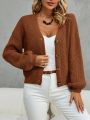 SHEIN Frenchy Solid Color Drop Shoulder Button Front Cardigan