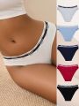 5pack Letter Graphic Tape Waist Contrast Binding Brief