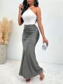 SHEIN Slayr Solid Color Pleated Fishtail Skirt