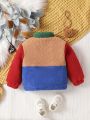 Baby Boys' Cartoon Bear Embroidered Color Block Jacket