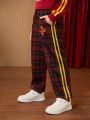 HARRY POTTER X SHEIN Tween Girl Plaid Patched Detail Contrast Tape Side Sweatpants