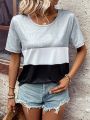 Round Neck Color Block T-Shirt