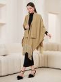 SHEIN Mulvari Women's Tassel Hem Batwing Sleeve Cape Jacket