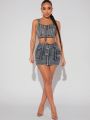 Storm Apparel Denim Belted Cargo Pocket Mini Skirt