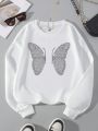 Women's Butterfly Printed Round Neck Fleece Sweatshirt