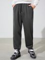 SHEIN Teen Boy Drawstring Waist Slant Pocket Solid Sweatpants